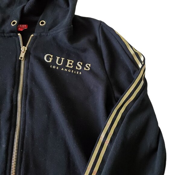 Retro Guess Los Angeles Zip Up Hoodie Sweatshirt with Gold Lettering - Picture 5 of 13